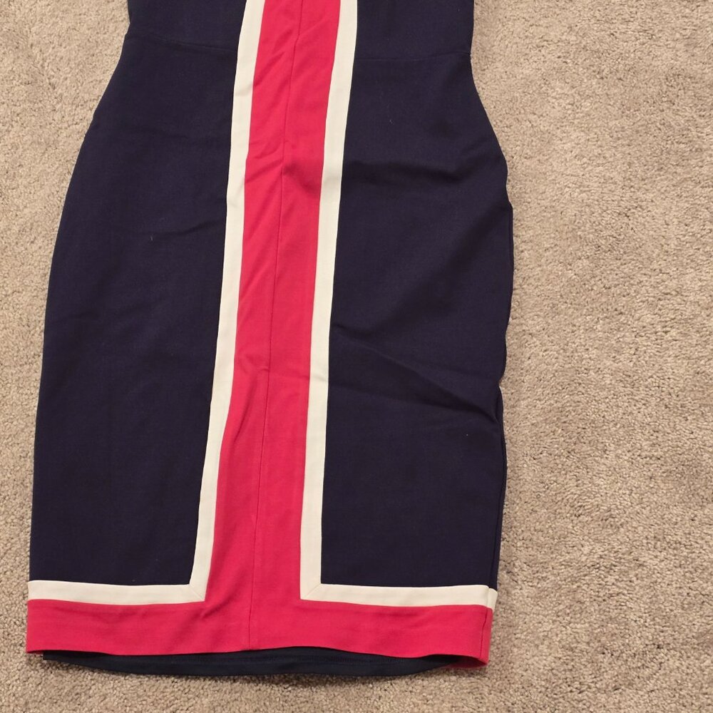 Boden Flora Ponte Navy Blue Color Block Camellia Shift Dress | Sz 6 - Picture 5 of 8